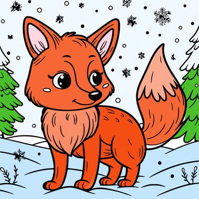 a fox in the snow