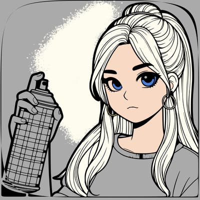 a realistic girl spray, painting