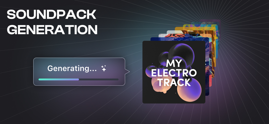 Remixlive app soundpack generation feature showing AI progress bar and music track covers