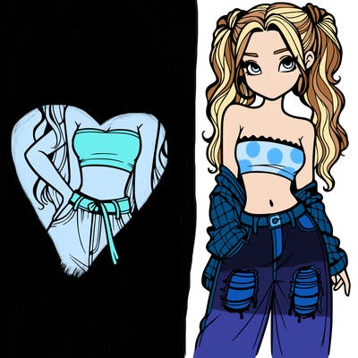2 girls in crop tops and baggy jeans ripped