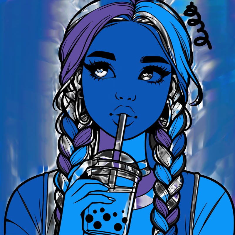 realistic girl with braided hair drinking boba