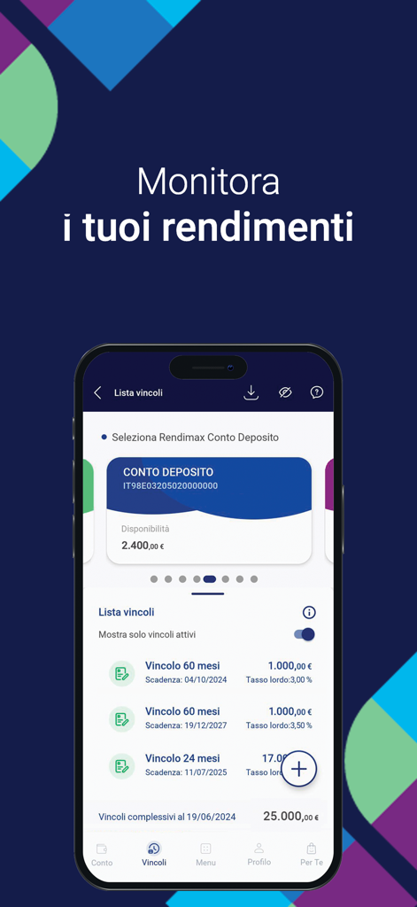 Rendimax App Dashboard zur Überwachung von Sparkonto-Renditen und festen Einlagen