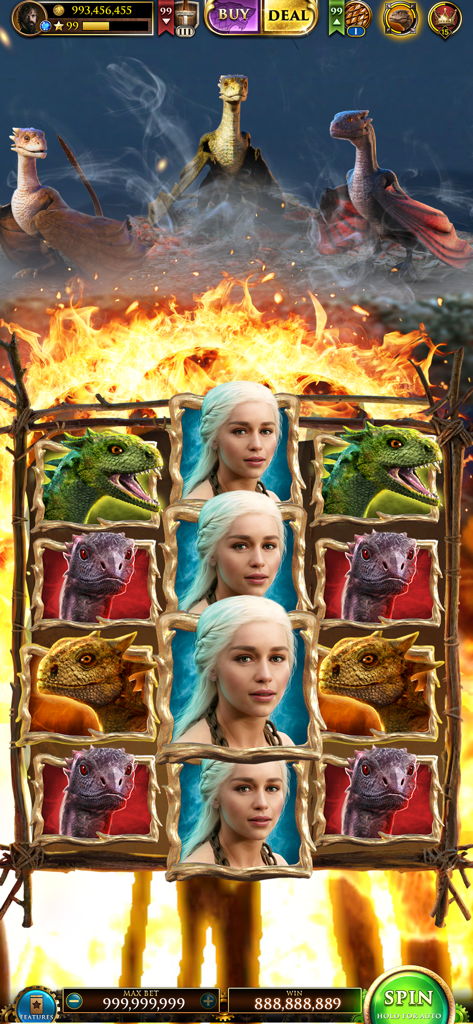 Slot machine Madre dei Draghi con Daenerys Targaryen e cuccioli di drago in Game of Thrones Slots Casino