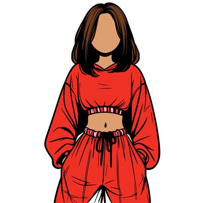 realistic girl faceless with baggy pants and a crop top