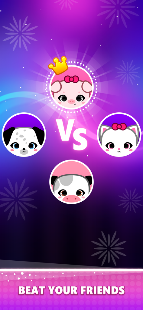 Multiplayer mode screen with cute animal avatars in Color Tiles piano game