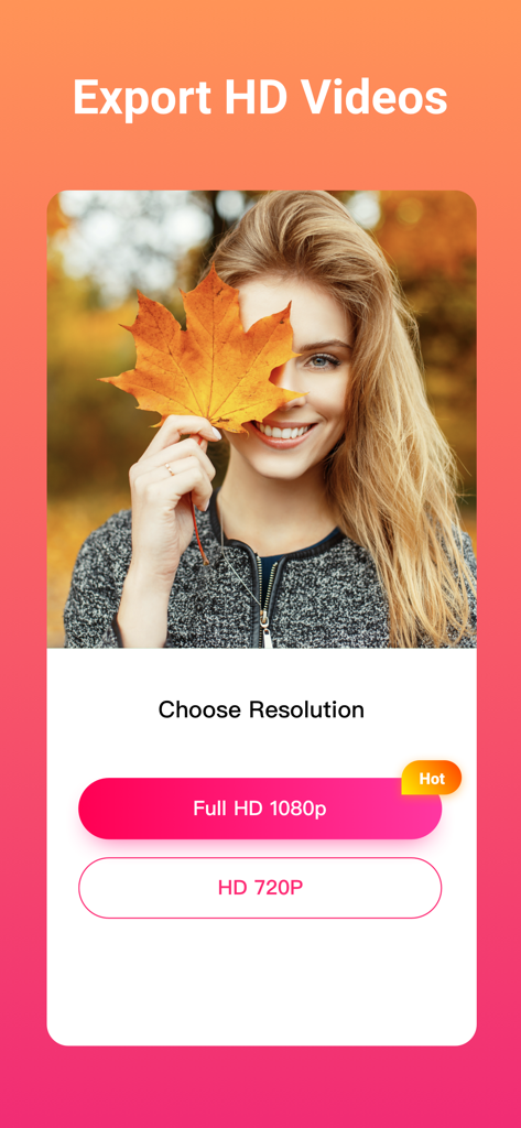 Interface de l'application SlidePlus montrant les options pour exporter des vidéos en résolution Full HD 1080p ou HD 720p