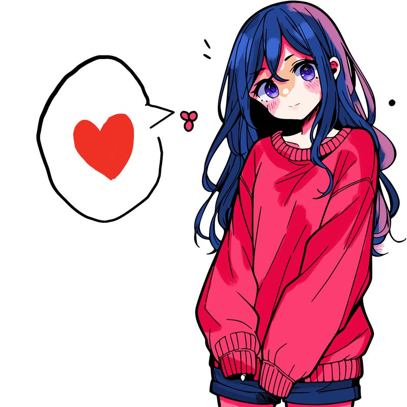 manga teen girl  in a sweater and baggy pants