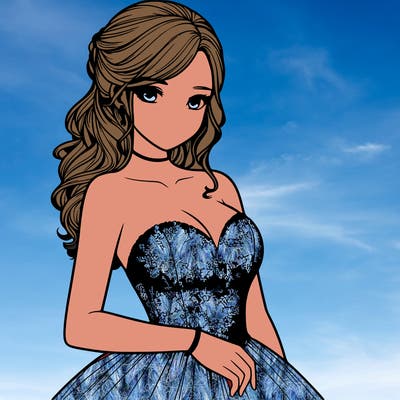 realistic girl in prom dress