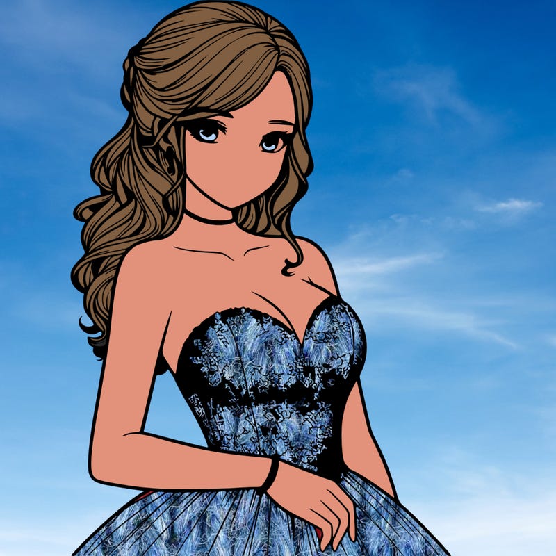 realistic girl in prom dress