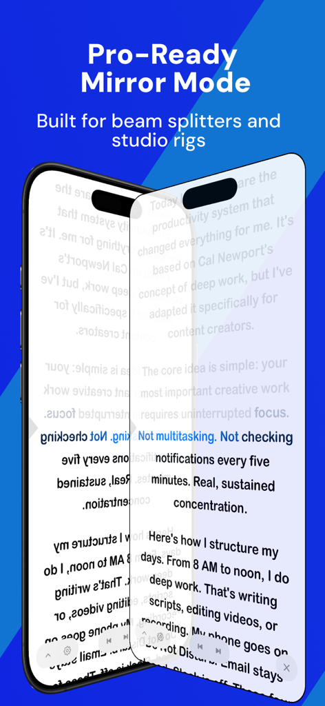 Teleprompter - Script Writing - PromptSync teleprompter mirror mode for professional studio rigs