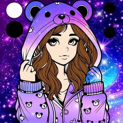 realistic girl in a animal pjs hoodie