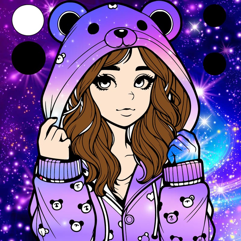 realistic girl in a animal pjs hoodie