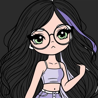 girl with long very long hair big glasses and crop top