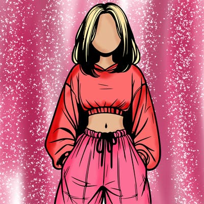 realistic girl faceless with baggy pants and a crop top