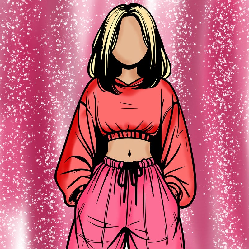 realistic girl faceless with baggy pants and a crop top