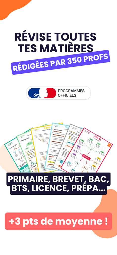 Brevet Bac Licence 2025 Nomad - Application Nomad Éducation présentant des fiches de révision pour les examens et diplômes scolaires français.