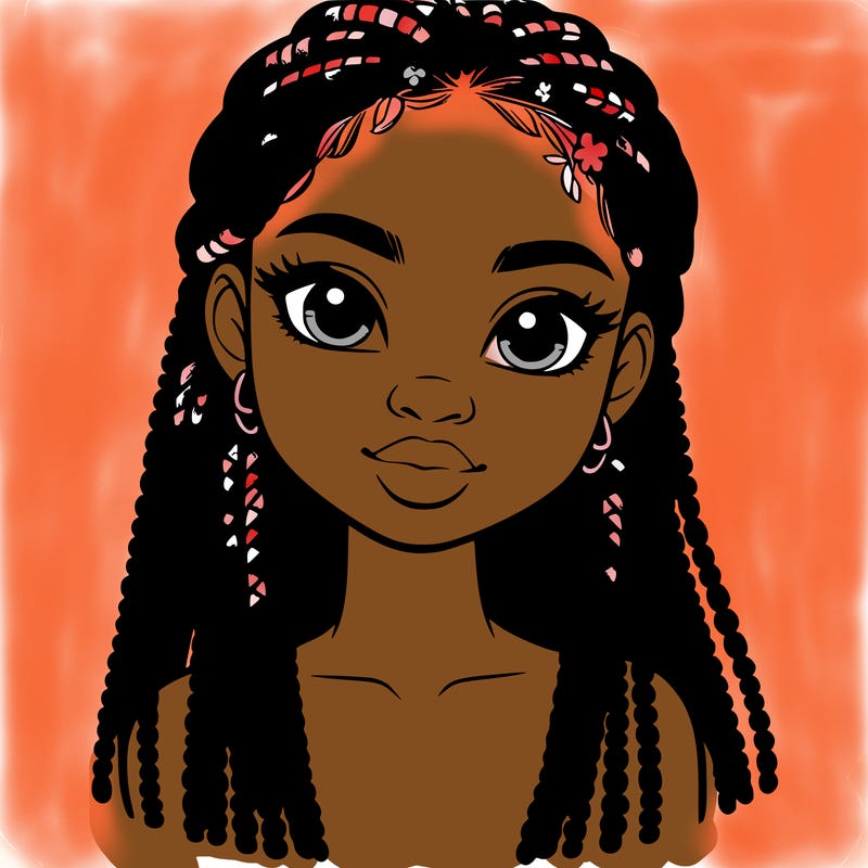 a realistic black girl with braids