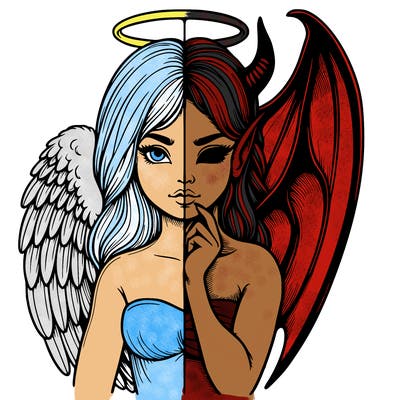 realistic angel half demon