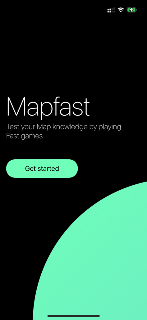 Mapfast - Guess the Country - Mapfast app welcome screen with a Get Started button