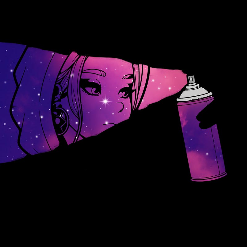 a realistic girl, spray painting