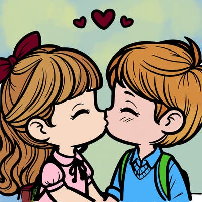 boy and girl kissing