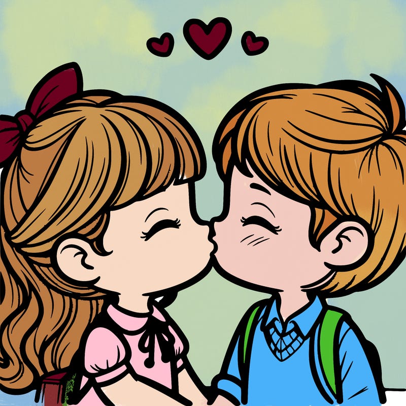 boy and girl kissing