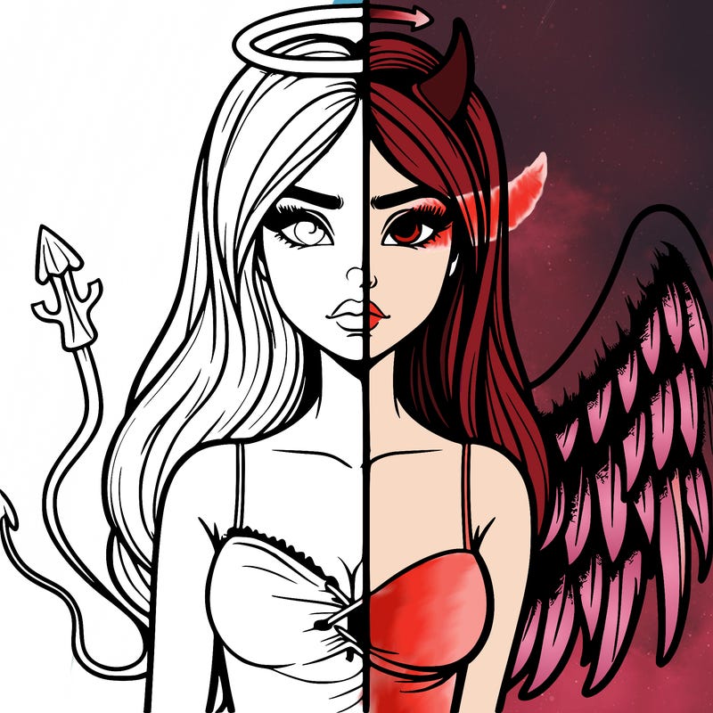 devil vs angel realistic girl