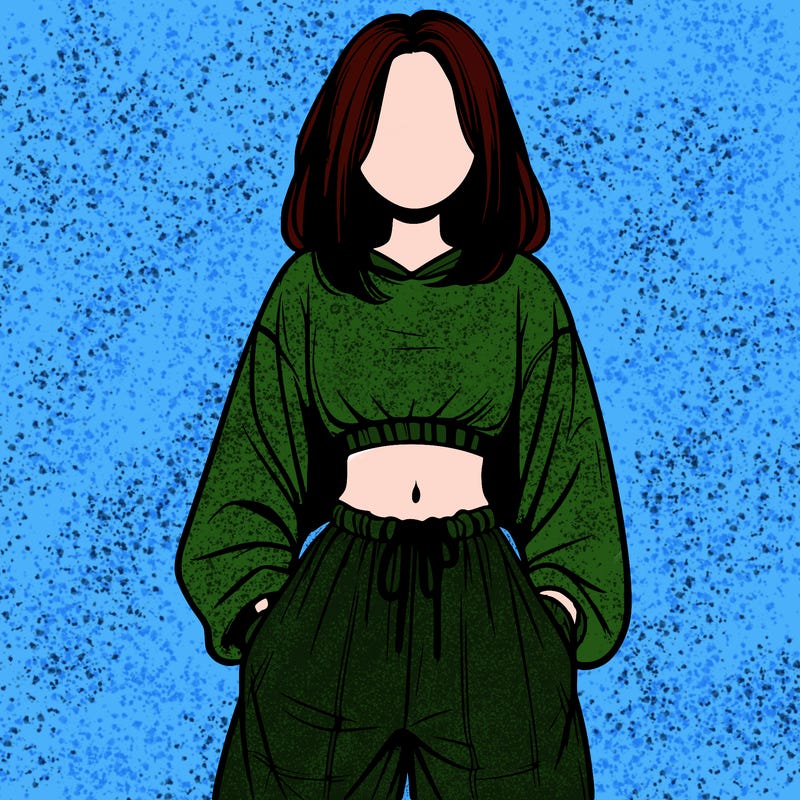 realistic girl faceless with baggy pants and a crop top