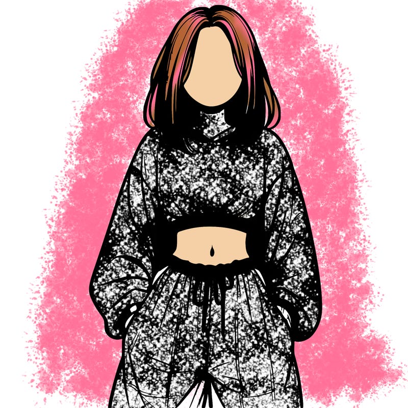 realistic girl faceless with baggy pants and a crop top