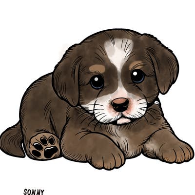 a cute realistic puppy
