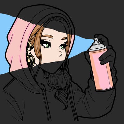 a realistic girl, spray painting