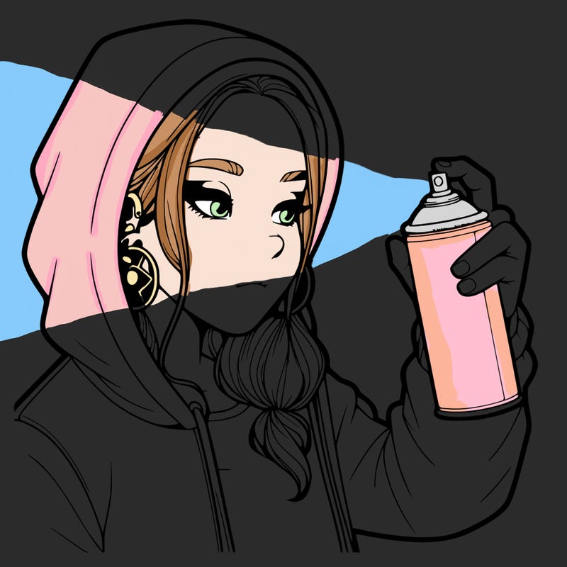 a realistic girl, spray painting