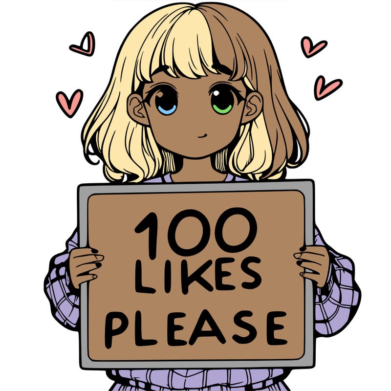 a girl holding a sign saying 100 likes please
