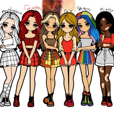 a group of girls realistic