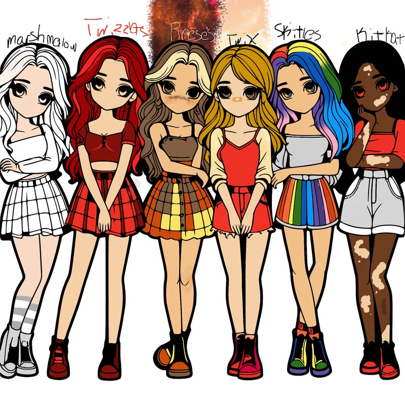 a group of girls realistic