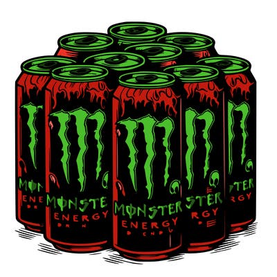 bunch of monster energy drink cans
