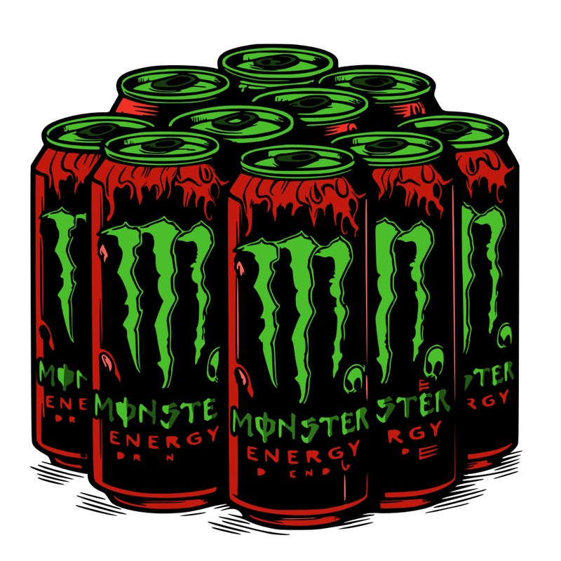 bunch of monster energy drink cans
