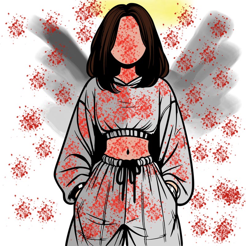 realistic girl faceless with baggy pants and a crop top