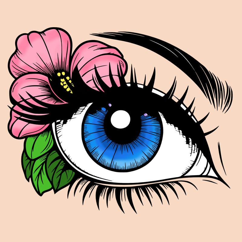 realistic eye with flower