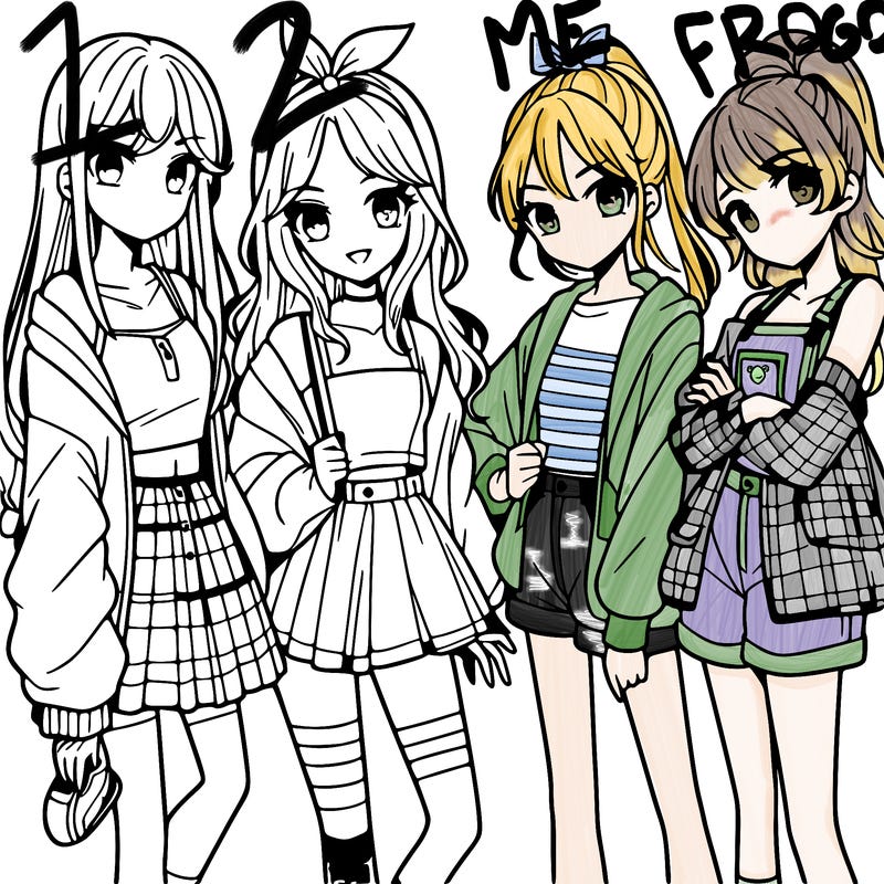 teen manga girls group of 4