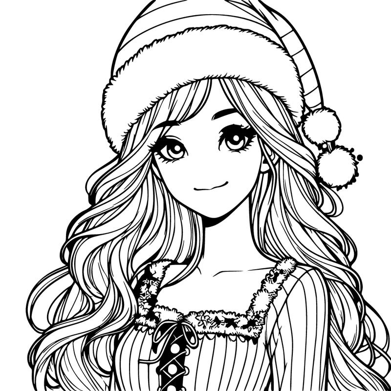christmas girl with a santa hat realistic