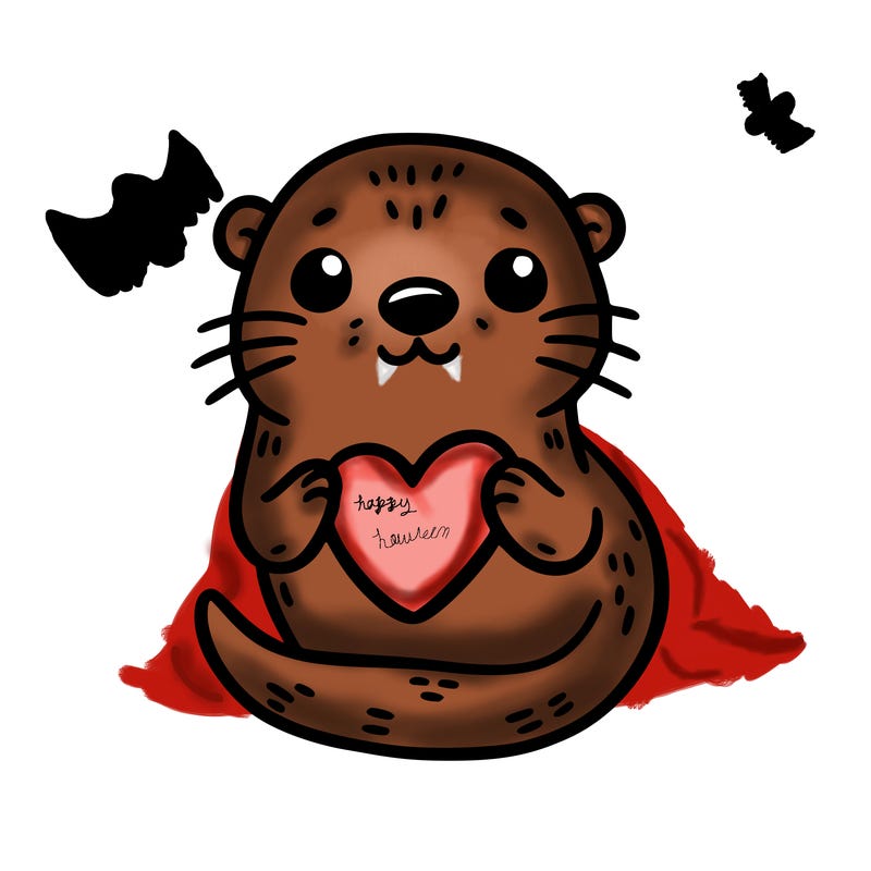 otter with a heart