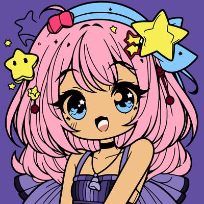 cute anime girl with star accessories