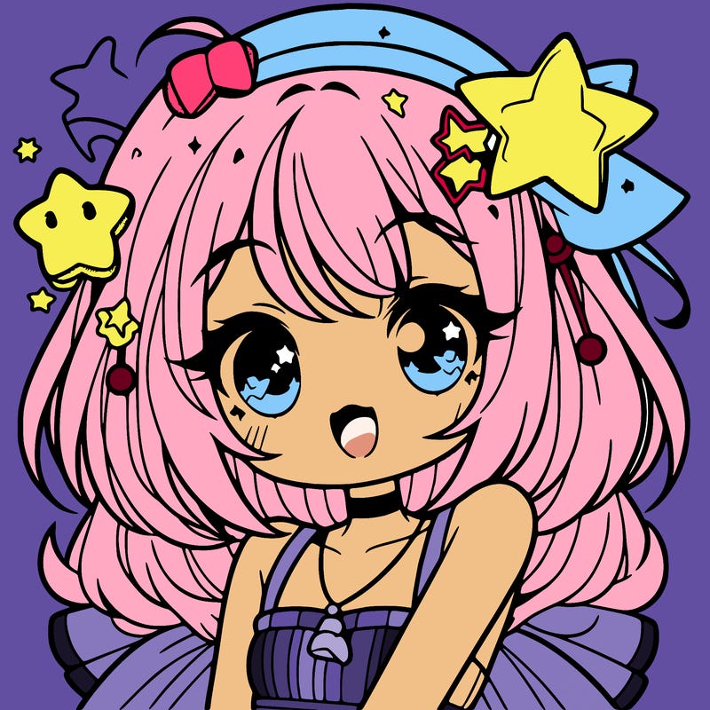 cute anime girl with star accessories