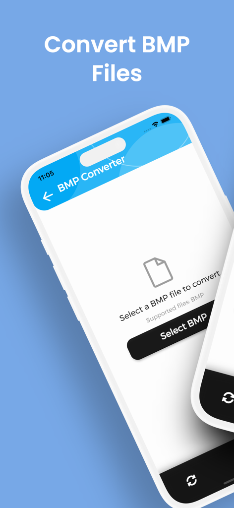 BMP Converter, BMP to PDF - Interface do aplicativo Conversor BMP mostrando como selecionar um arquivo BMP para conversão
