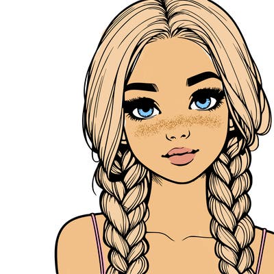 realistic girl with braids