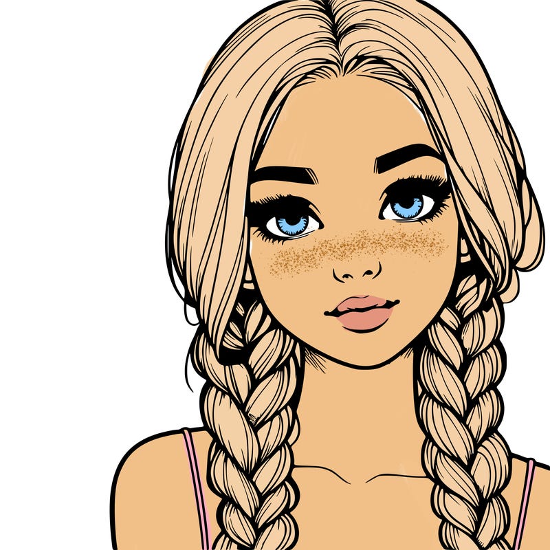 realistic girl with braids