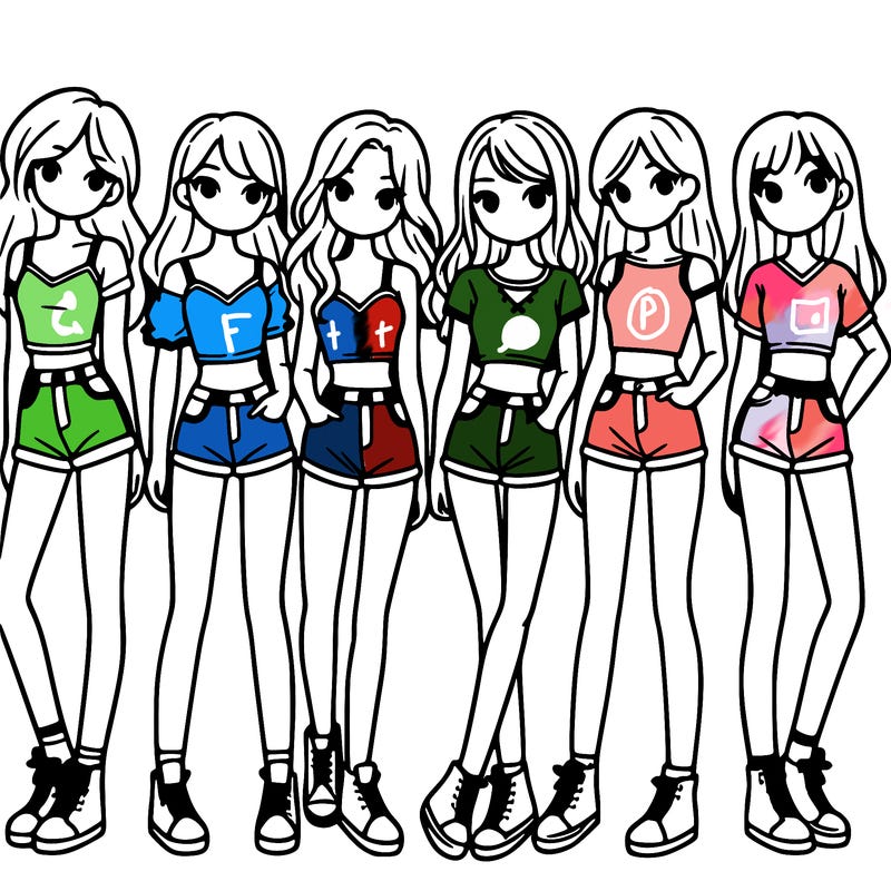 a group of girls wearing crop tops and shorts