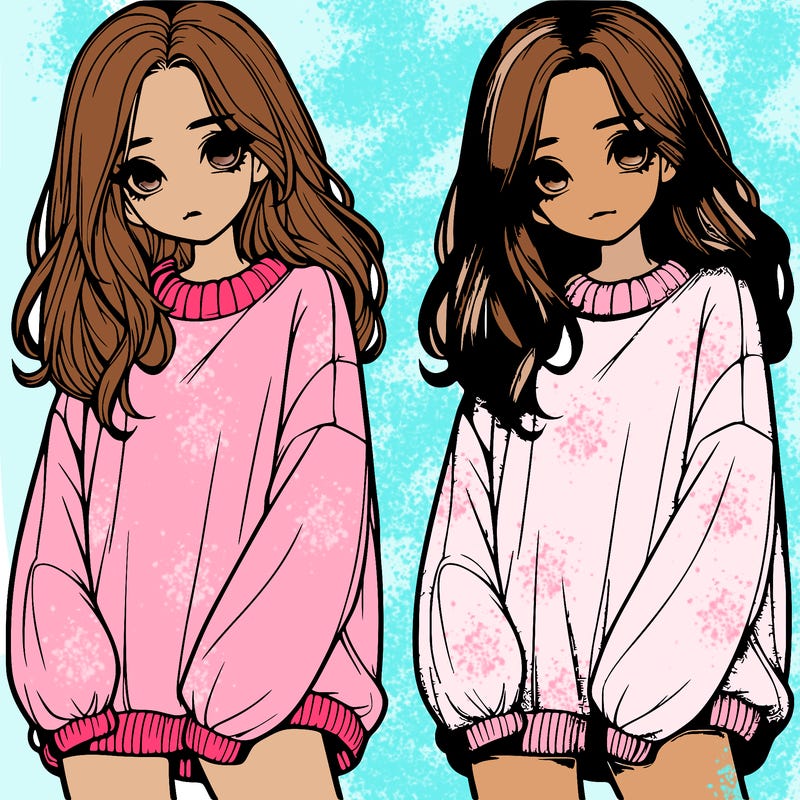 realistic girl with baggy sweater