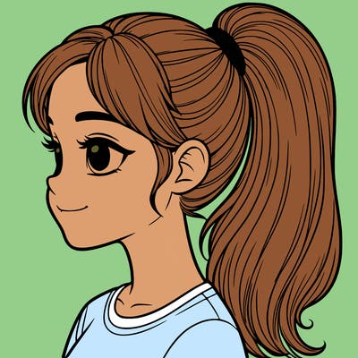 realistic girl with a ponytail